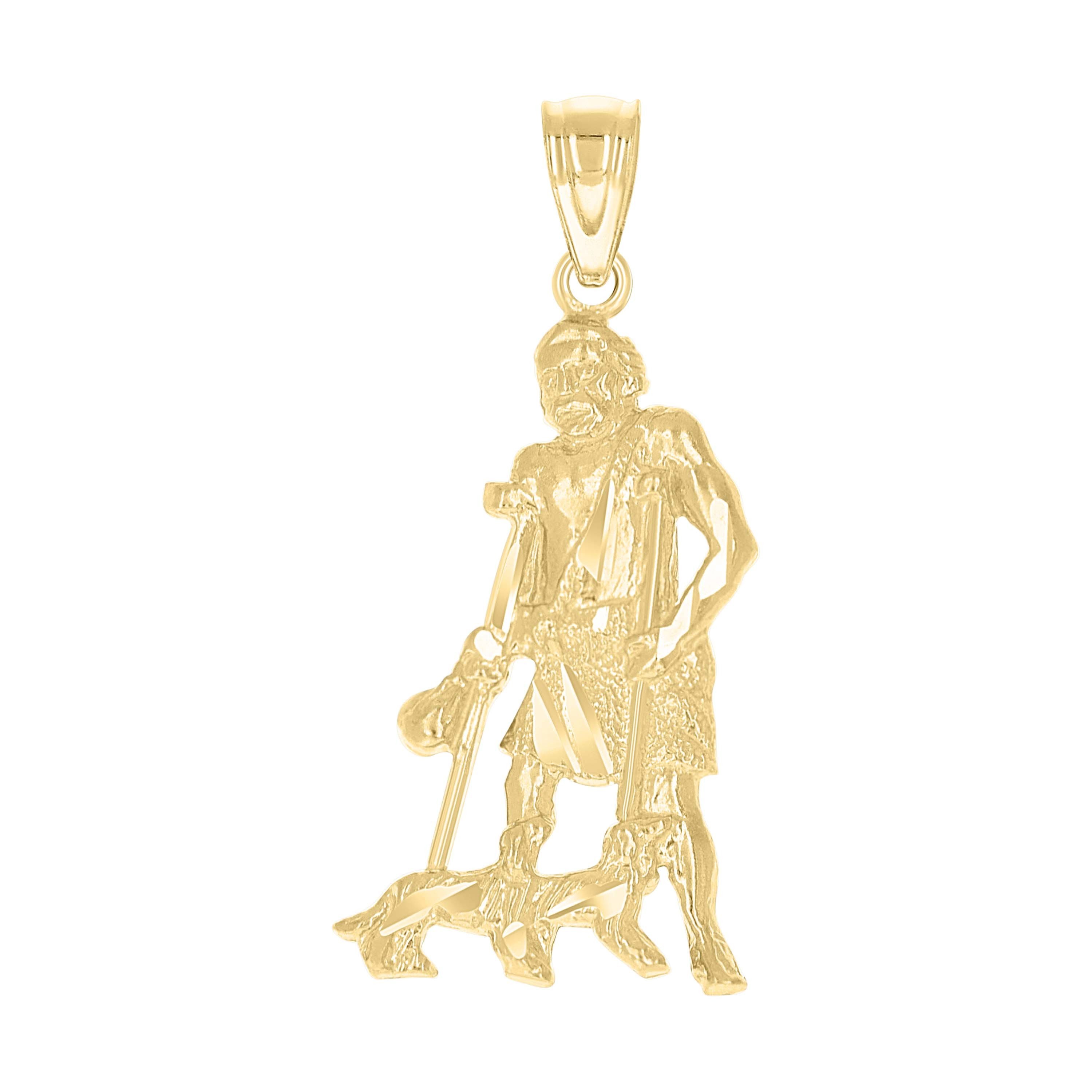 10kt 10k Yellow Gold Mens Saint Lazarus Religious Charm Pendant
